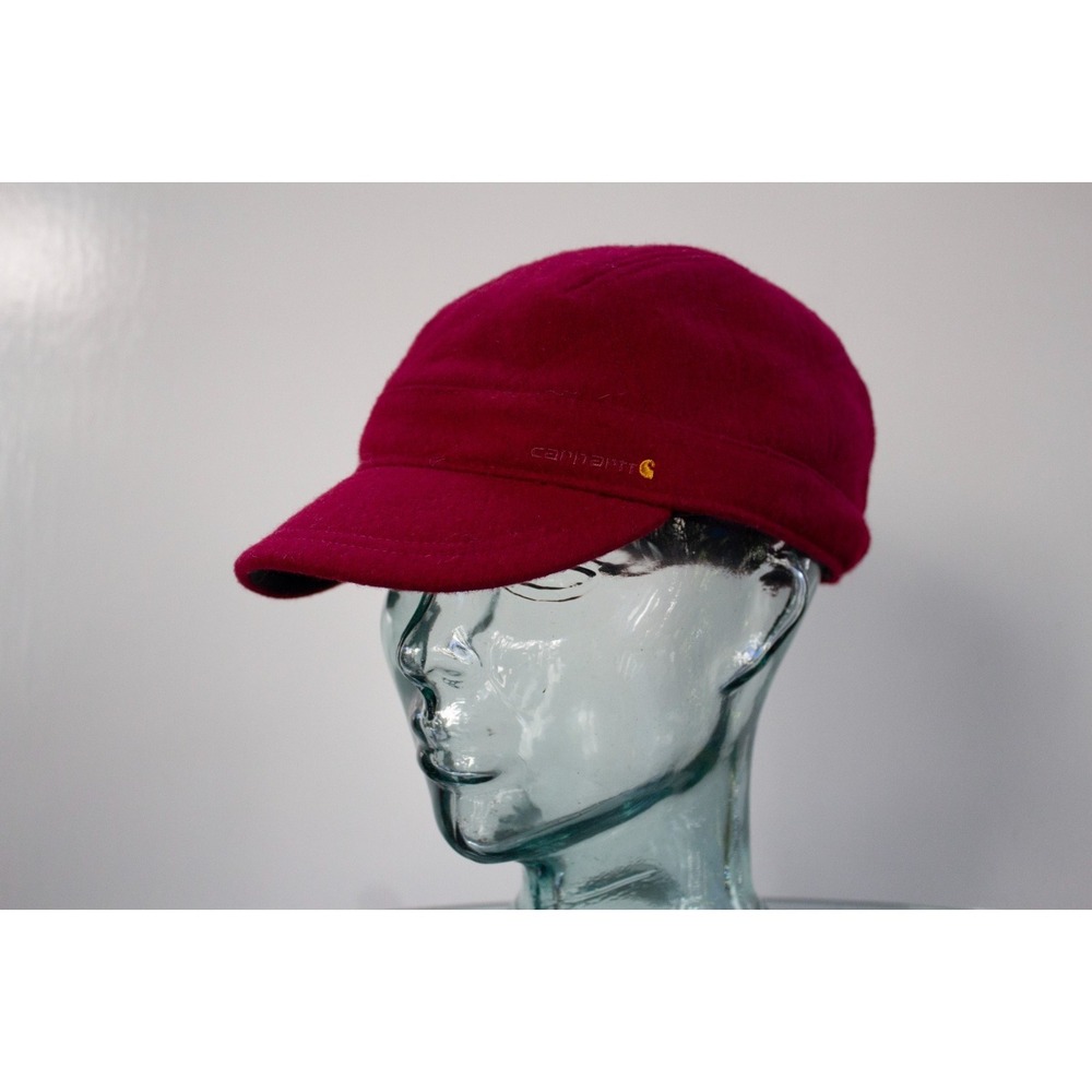 Carhartt Hinton Quilted Wool‎ Maroon Red Cap Womens Hook and Loop Adjustable